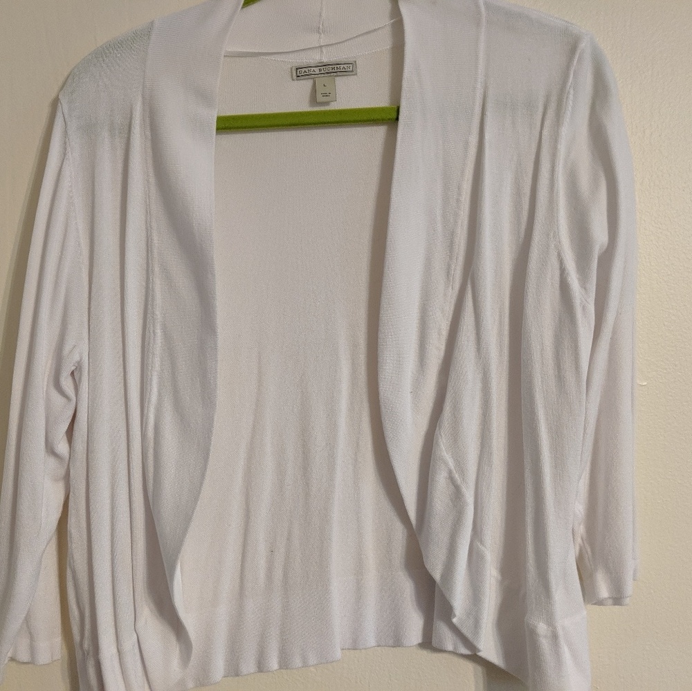 White 3/4 sleeve shirt cardigan